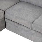 Modern Sleeper Sofa Bed with Storage Ottoman, Gray Linen, 84.75' L Shape Couch for Living Room or Apartment - Grand Goldman Shop