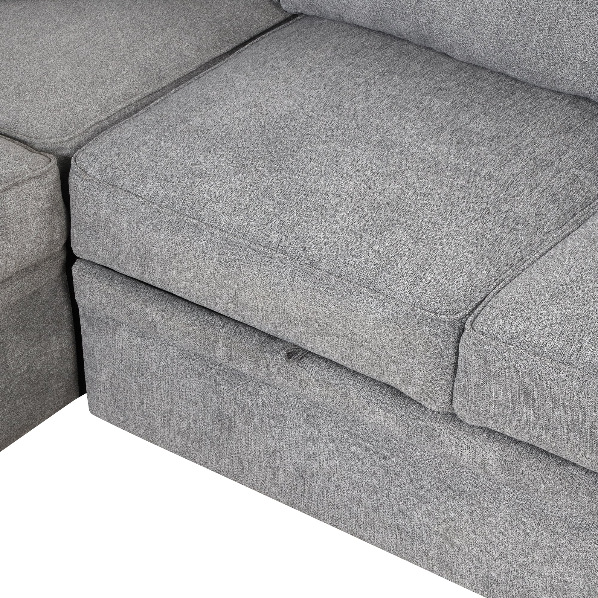 Modern Sleeper Sofa Bed with Storage Ottoman, Gray Linen, 84.75' L Shape Couch for Living Room or Apartment - Grand Goldman Shop