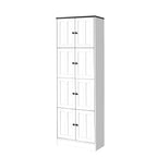 Tall Storage Cabinet with 8 Doors and 4 Shelves, Wall Storage Cabinet for Living Room, Kitchen, Office, Bedroom, Bathroom, White - Grand Goldman Shop