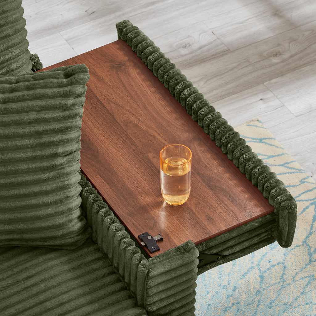 Comfortable Fluffy Corduroy Lazy Sofa, Storage Space for Big Loveseat, Super Soft Chaise Lounge with Double Ottomans and Table Board,Suitable for Chailiving - Grand Goldman Shop