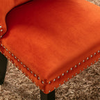 Nikki Collection Modern, High-end Tufted Solid Wood Contemporary Velvet Upholstered Dining Chair with Wood Legs Nailhead Trim 2-Pcs Set, Orange, SW2001OG - Grand Goldman Shop