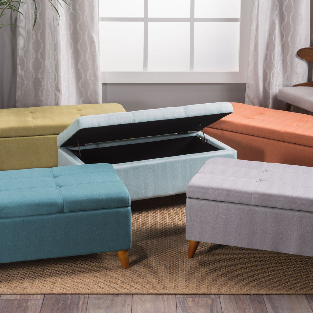 Home Decor, Tufted Ainsley Button Storage Ottoman Bench with Hinged Lid , Ottoman Bench with Storage for Living Room & Bedroom,solid wood leg - Grand Goldman Shop