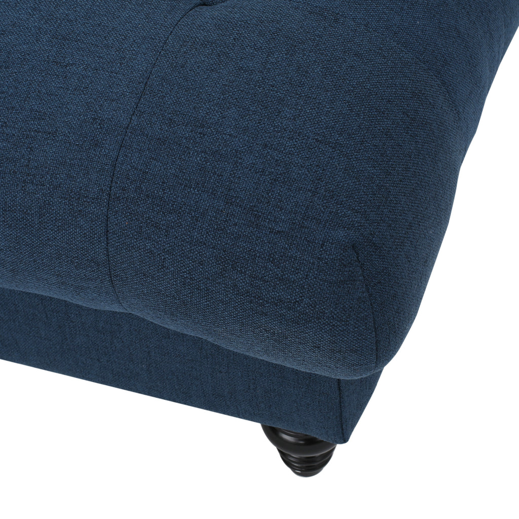 MADRID KD Tufted Ottoman Footrest and Coffee Table Stand-In Navy Blue Polyester 40.5x40.5x16.9 inches - Grand Goldman Shop