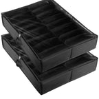 Sturdy Under Bed Shoe Storage Organizer, Set of 2, 32 Compartments, Underbed Shoes Closet Storage Solution with Clear Window, Breathable, L31.5'x W23.6'x H5.9', Black - Grand Goldman Shop
