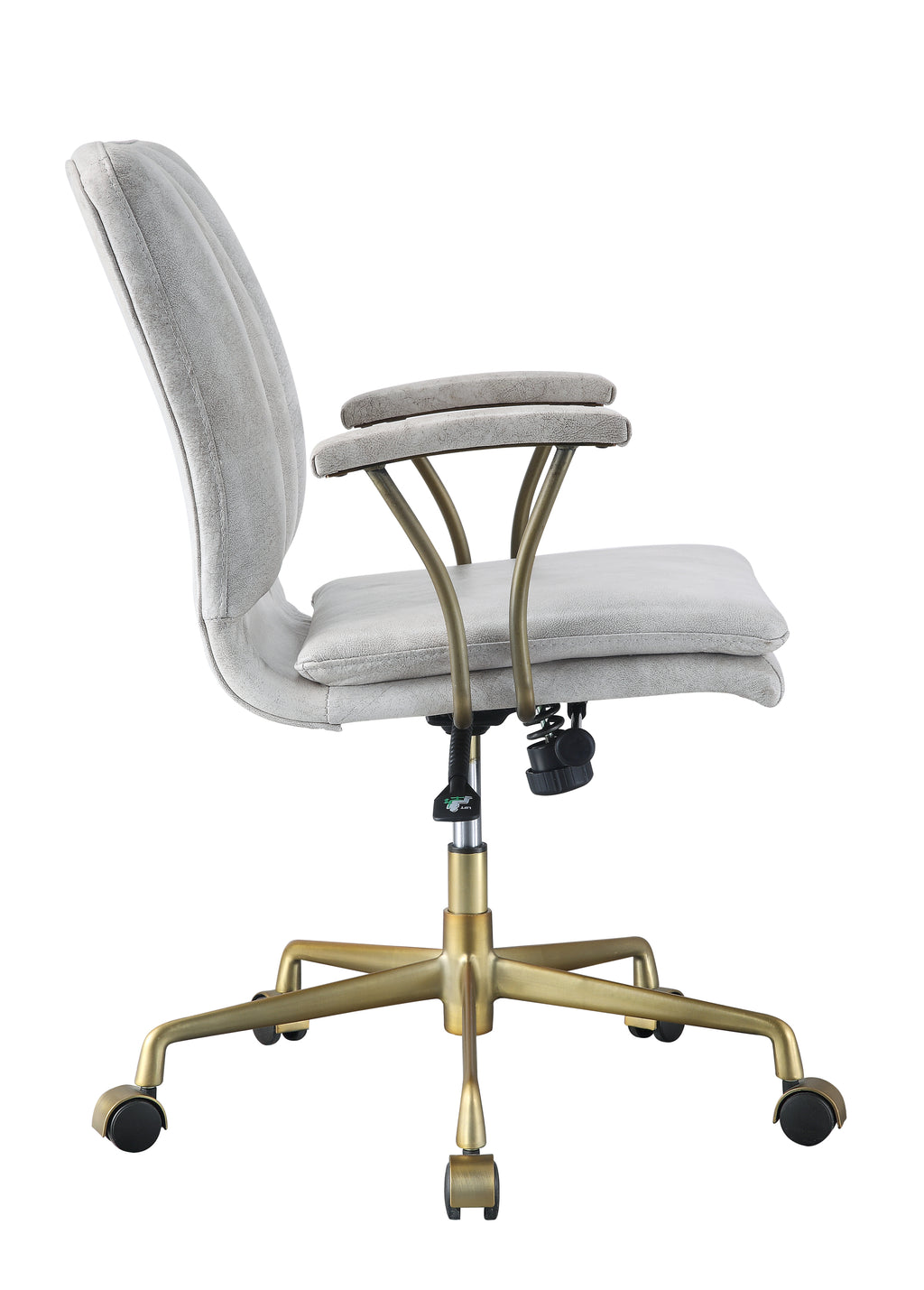 Damir Vintage White Top Grain Leather & Chrome Finish Office Chair | Premium Home Decor - Grand Goldman