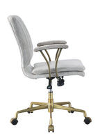 Damir Vintage White Top Grain Leather & Chrome Finish Office Chair | Premium Home Decor - Grand Goldman