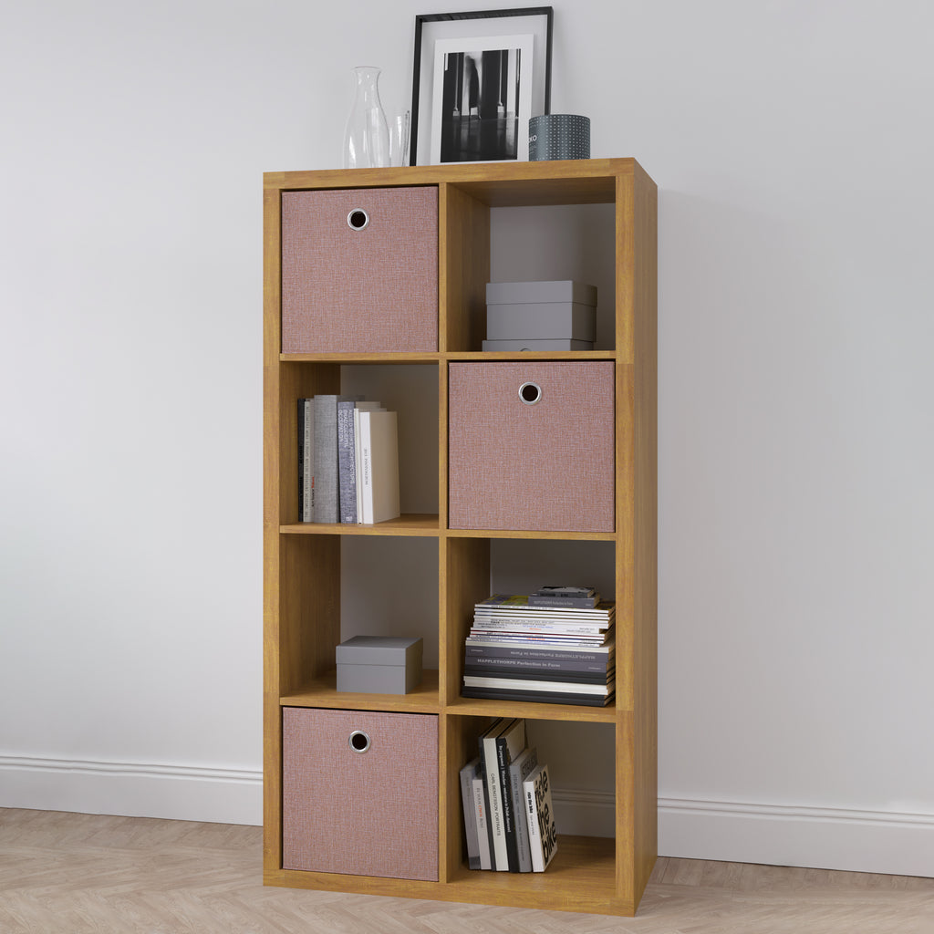 Smart Cube 8-Cube Organizer Storage with Opened Back Shelves,2 X 4 Cube Bookcase Book Shleves for Home, Office ,Walnut Color 