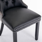 A&A Furniture,Nikki Collection Modern, High-end Tufted Solid Wood Contemporary PU and Velvet Upholstered Dining Chair with Wood Legs Nailhead Trim  2-Pcs Set，Black+Gray, SW2101BG - Grand Goldman Shop