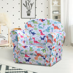 Qaba Kid's Sofa Chair with Dinosaur Design and Thick Padding, Flannel-Covered Toddler Armchair for Bedroom, Playroom - Grand 