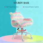Rainbow Fuzzy Unicorn Office Chair, Plush Desk Chair with Swivel Base, Whimsical & Cozy for Playroom & Office | Premium Home 