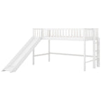 Twin Size Low Loft Bed with Ladder and Slide,White(OLD SKU:WF196418AAK) - Grand Goldman Shop