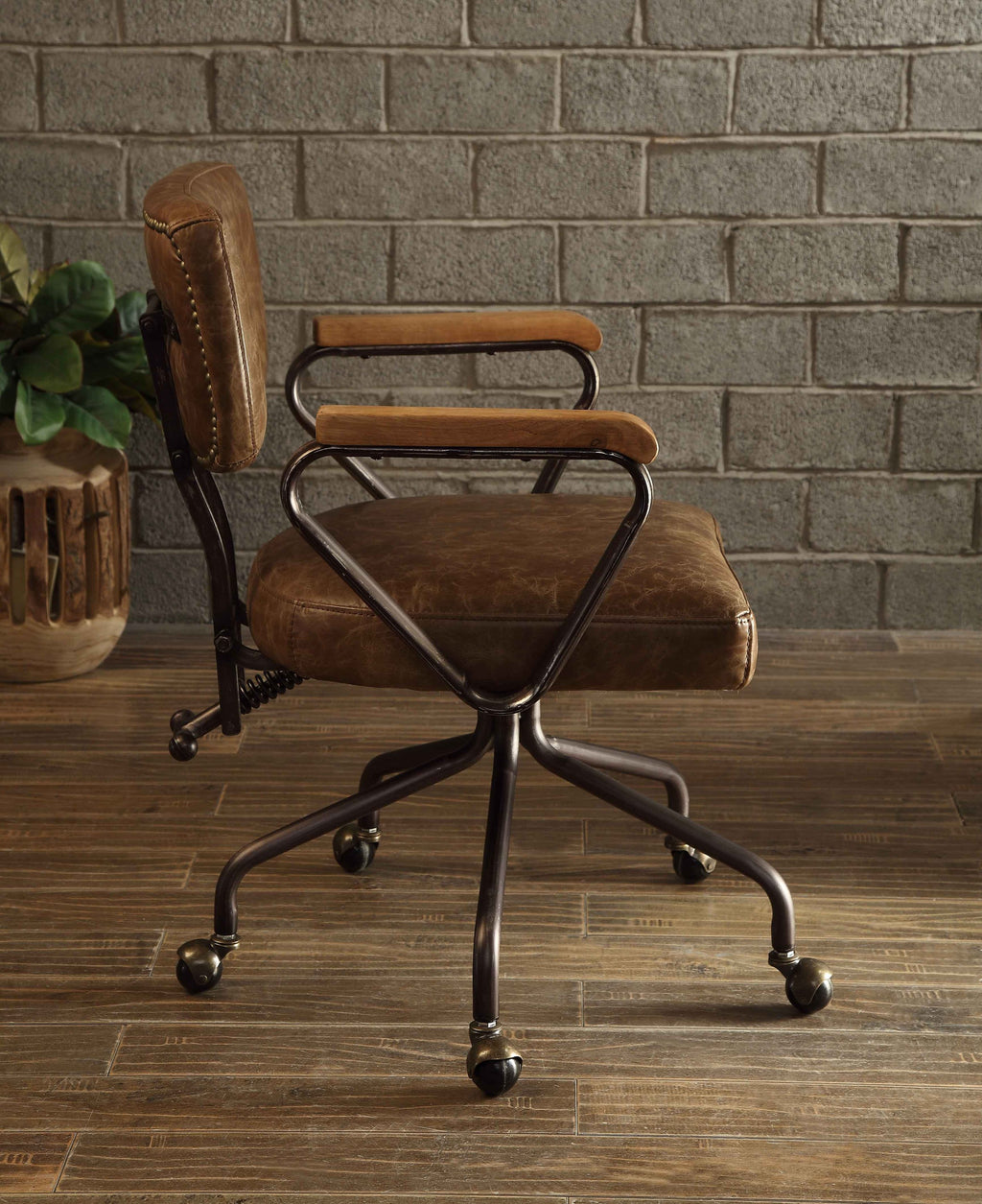 Hallie Vintage Whiskey Top Grain Leather Office Chair - Grand Goldman
