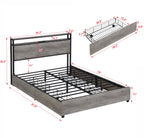 Full Bed Frame, Storage Headboard with Charging Station, Solid and Stable, Noise Free, No Box Spring Needed, Easy Assembly - Grand Goldman Shop