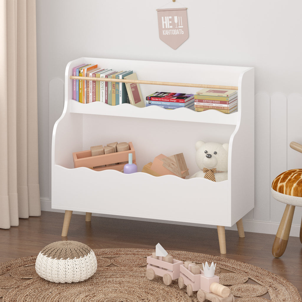 Kids Bookcaes, Children Book Organizer, toy Storage Cabinet Organizer, White - Grand Goldman