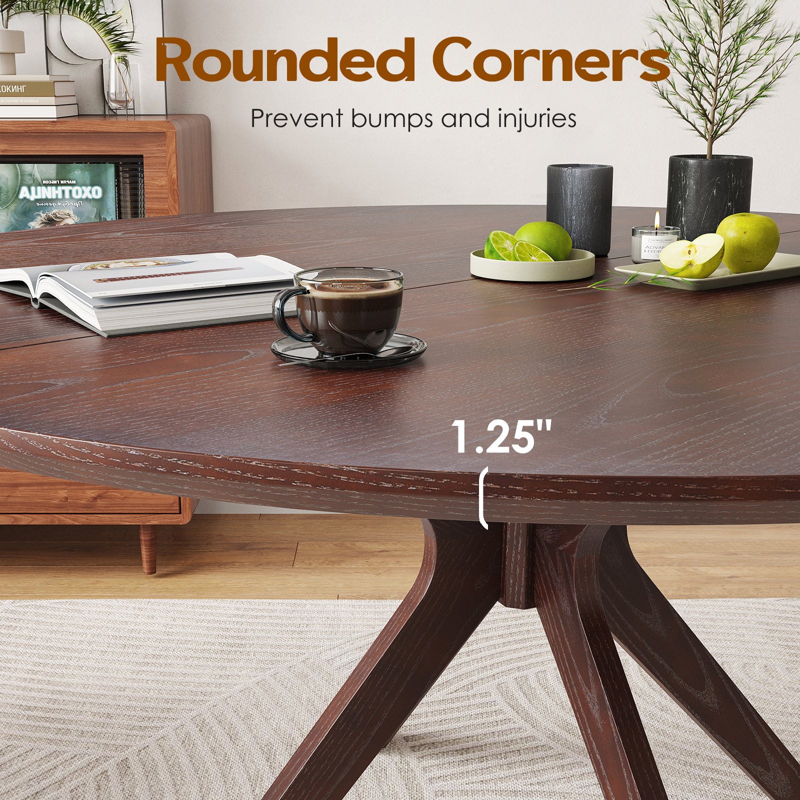 47.2' Solid Wood Round Dining Kitchen Table for 4-6 People with Intersecting Pedestal Base - Grand Goldman Shop