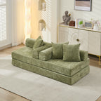 Comfy Convertible Folding Mattress Couch, Floor Sofa Bed, Chenille Floor Sofa with Armrest, Floor Sofa Lounge Couch for Living Room Bedroom Lounge Studio-Green - Grand Goldman Shop