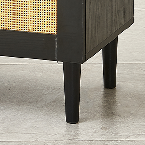Side panel buffet cabinet with natural rattan door, rattan storage cabinet with adjustable shelves, side panel and buffet with storage space, modern console cabinet in bedroom and living room - Grand Goldman Shop