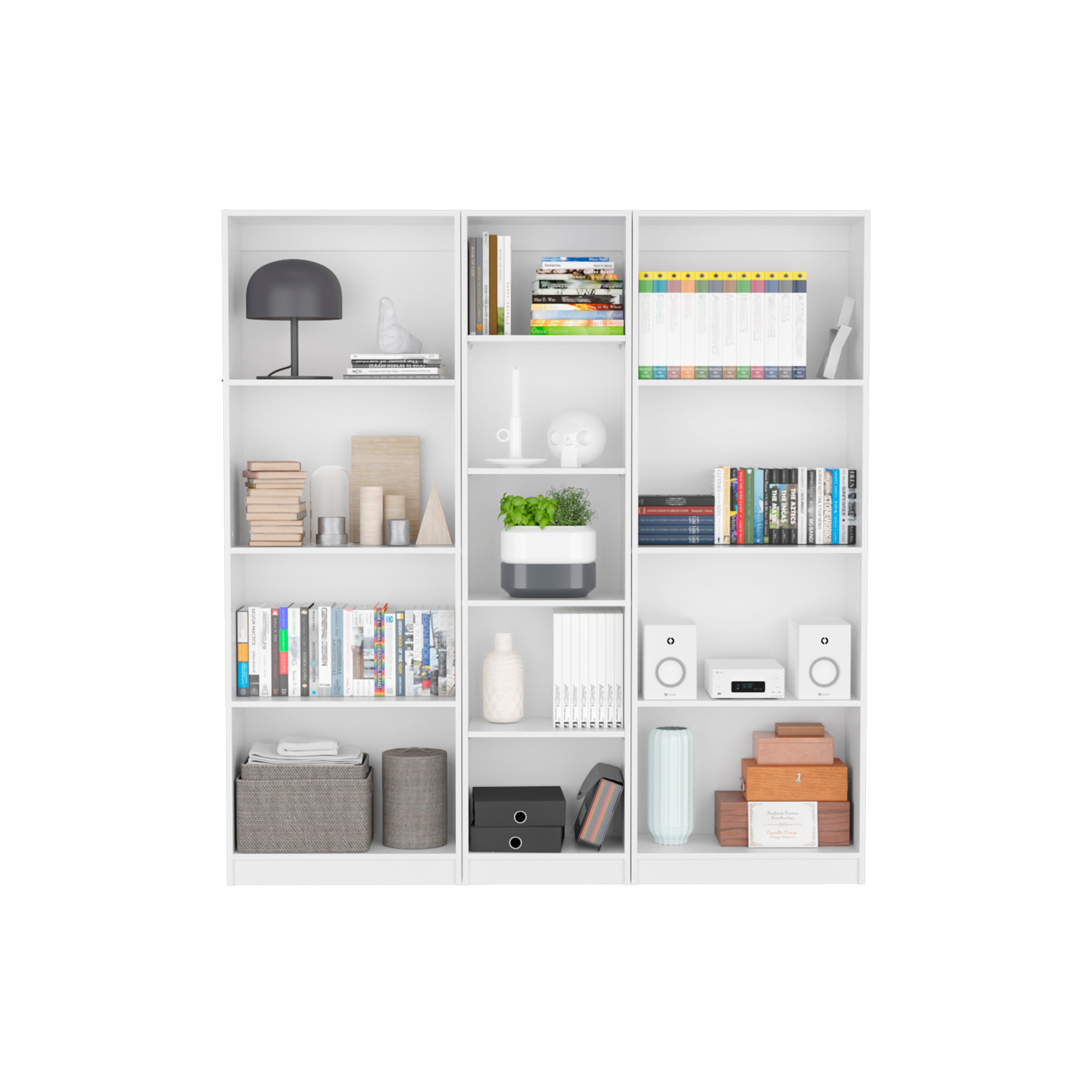 Durant 3 Piece Home Bookcase set, 67' Wide with 13 Shelves ,  Living Room Set Set  White - Grand Goldman