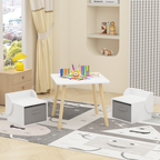 Kids Table and 2 Chair Set with Storage Bins, 3-Piece Toddler Activity Play Table for Arts & Crafts, Reading, Drawing, Wooden