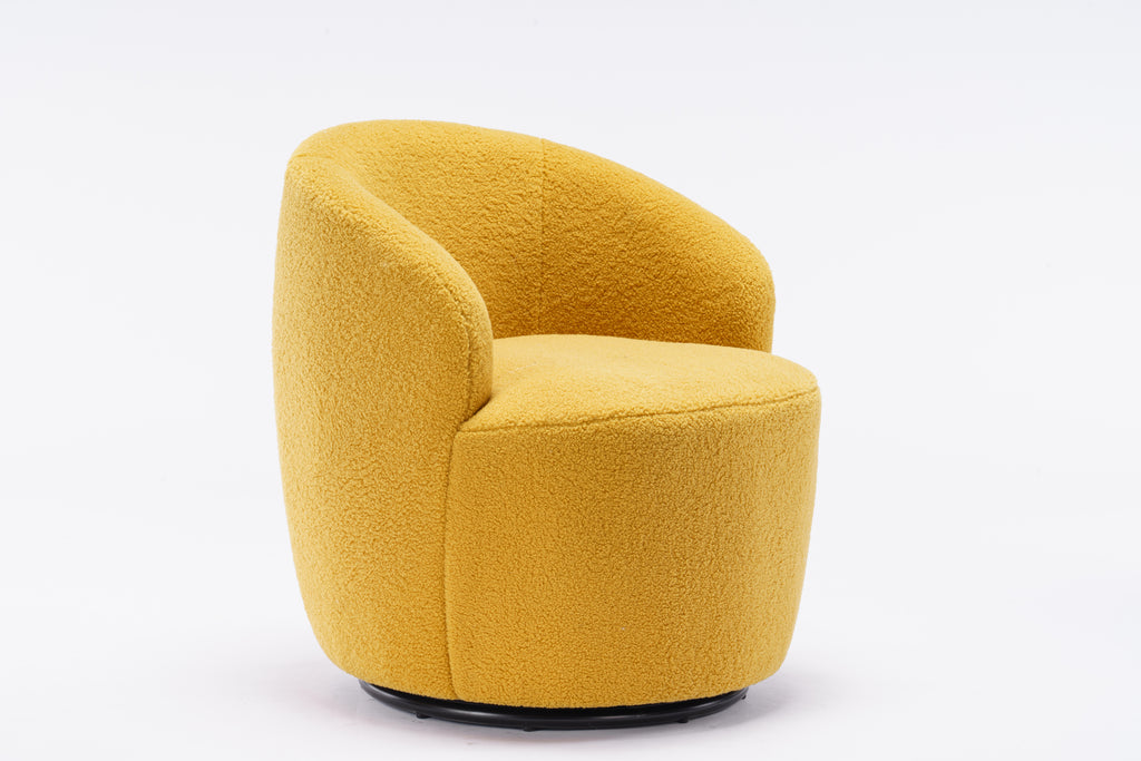 Teddy Fabric Swivel Accent Armchair Barrel Chair With Black Powder Coating Metal Ring,Yellow - Grand Goldman Shop