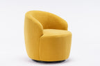 Teddy Fabric Swivel Accent Armchair Barrel Chair With Black Powder Coating Metal Ring,Yellow - Grand Goldman Shop