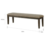 Transitional 1pc BENCH Only Espresso Warm Gray Nail heads Solid wood Fabric Upholstered Padded Seat Kitchen Rustic Dining Room Furniture - Grand Goldman Shop