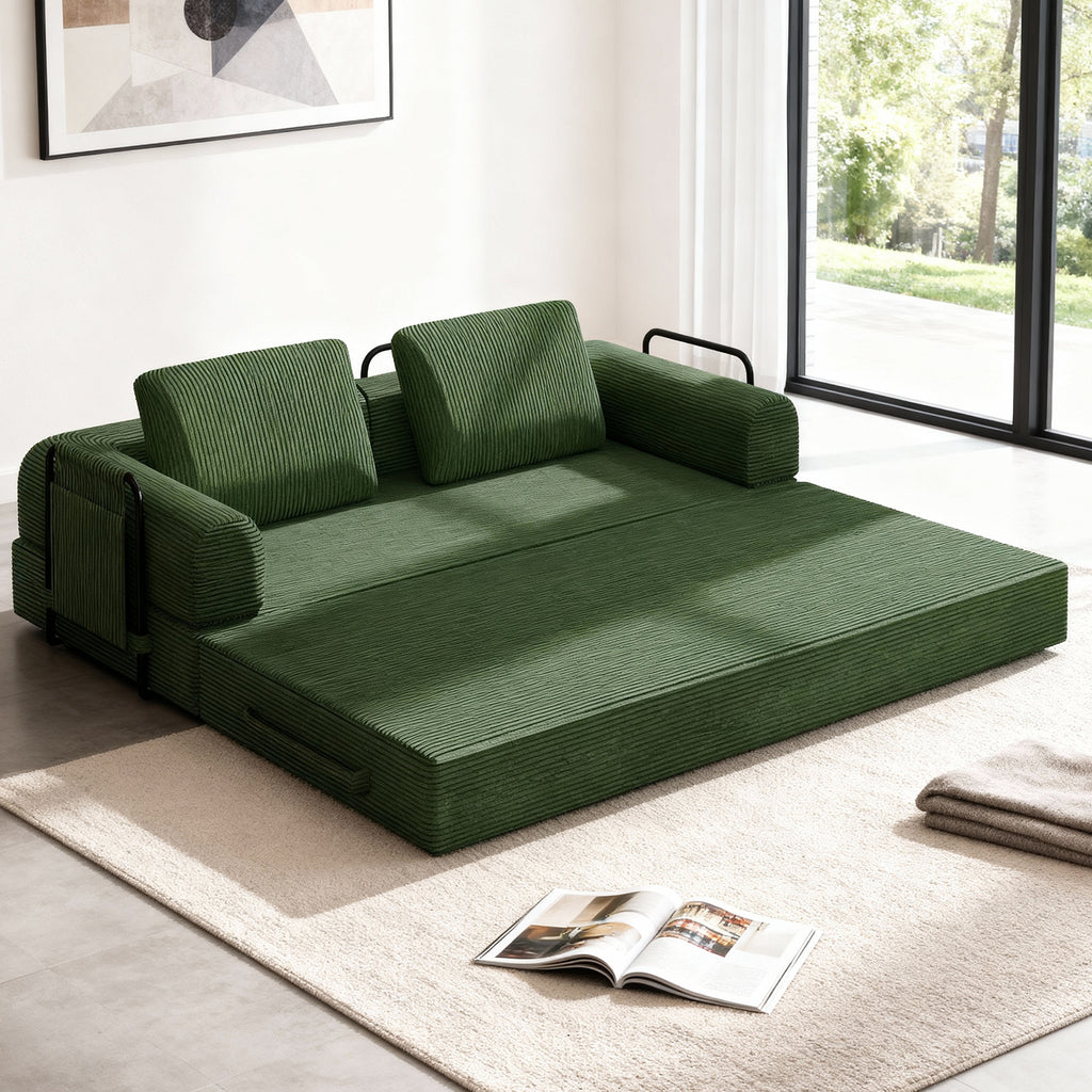 78 Inch Convertible Sleeper Sofa Bed, Futon Boneless Couch Lounge Loveseat with Pull Out Bed, No Assembly Required - Grand Goldman Shop