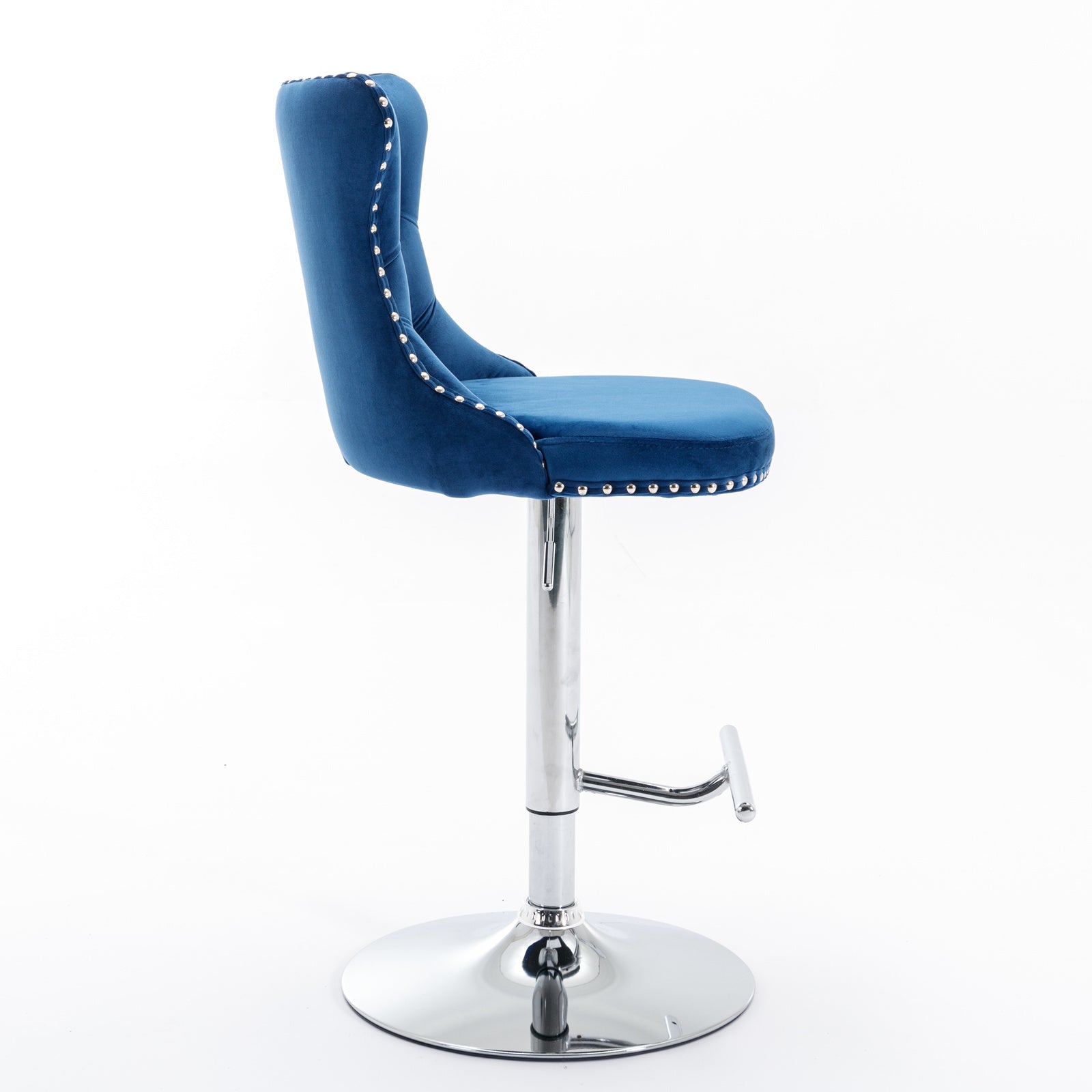 A&A Furniture,Swivel Velvet Barstools Adjusatble Seat Height from 25-33 Inch, Modern Upholstered Chrome base Bar Stools with Backs Comfortable Tufted for Home Pub and Kitchen Island（Blue,Set of 2） - Grand Goldman Shop