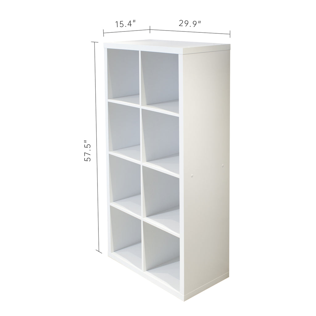 Smart Cube 8-Cube Organizer Storage with Opened Back Shelves,2 X 4 Cube Bookcase Book Shleves for Home, Office (White) - Gran