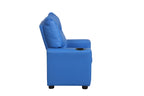 Perline 23'W Blue PU Leather Kids Recliner Chair with Cupholder | Premium Home Decor - Grand Goldman