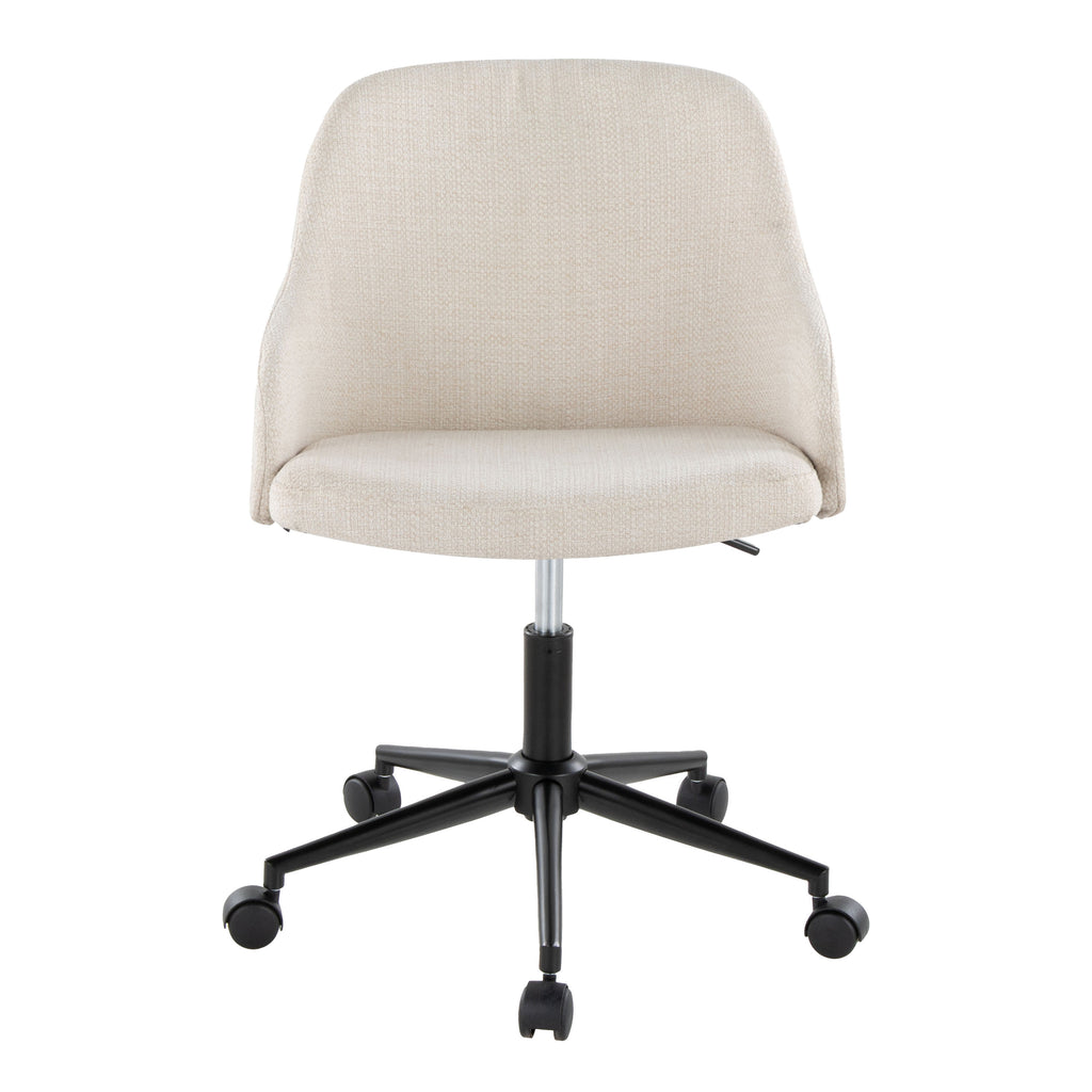 Contemporary Office Chair in Black Metal, Walnut Wood, and Cream Fabric | Premium Home Decor - Grand Goldman