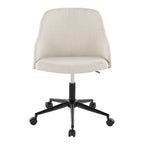 Contemporary Office Chair in Black Metal, Walnut Wood, and Cream Fabric | Premium Home Decor - Grand Goldman