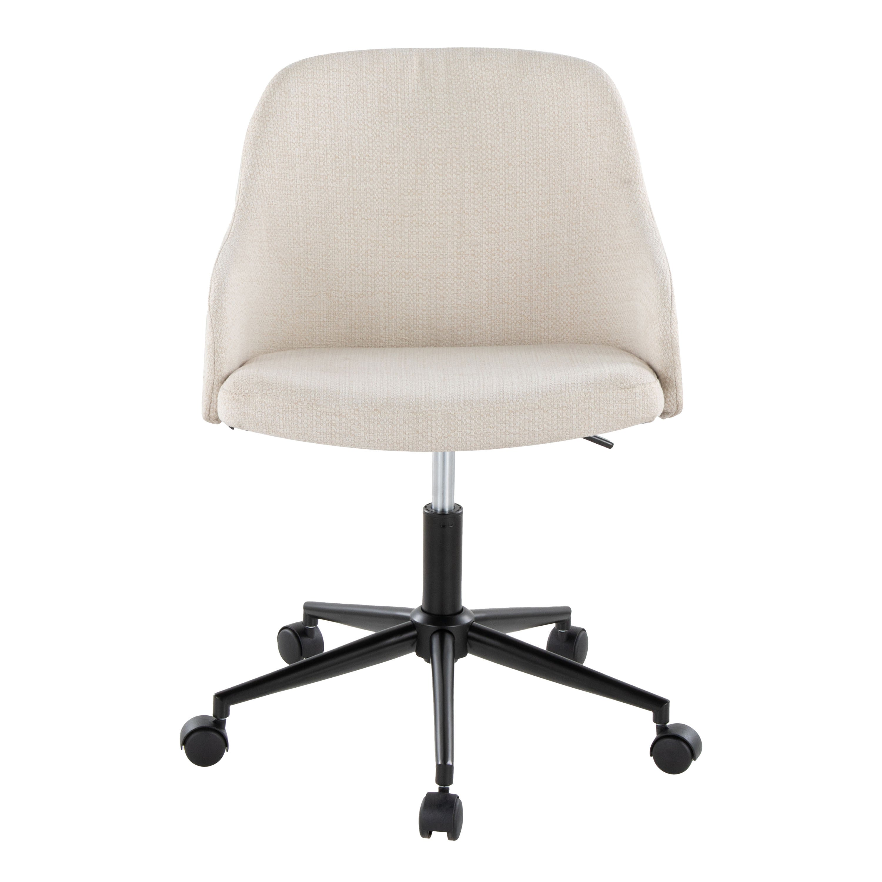 Contemporary Office Chair in Black Metal, Walnut Wood, and Cream Fabric | Premium Home Decor - Grand Goldman