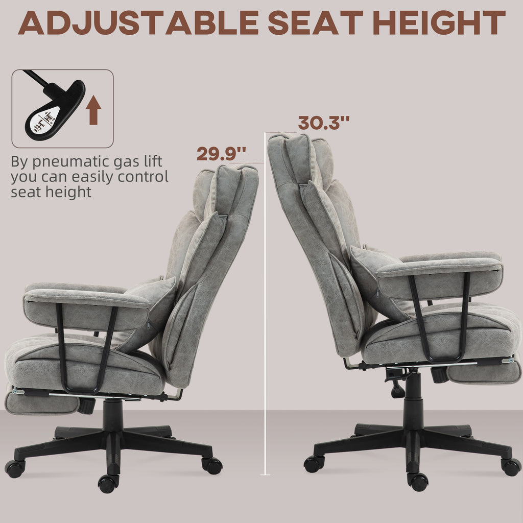 HOMCOM Massage Executive Office Chair with 6 Vibration Points, 400LBS Heated Big and Tall Office Chair with Foot Rest and Lum