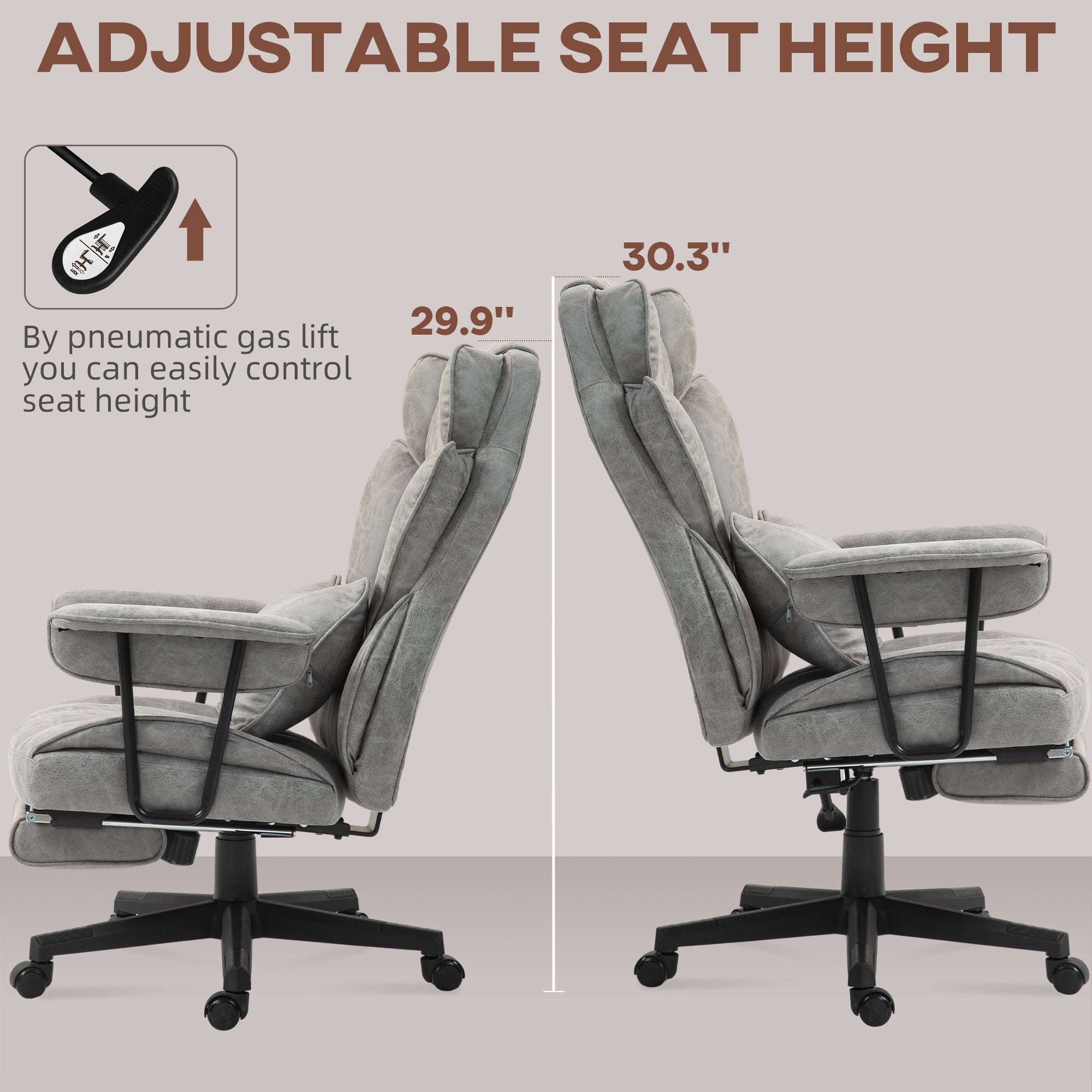 HOMCOM Massage Executive Office Chair with 6 Vibration Points, 400LBS Heated Big and Tall Office Chair with Foot Rest and Lum