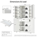 K&K 72' Tall Farmhouse Kitchen Pantry Cabinet with 8 Door Shelves, Curved Design Storage Cabinet with 3 Adjustable Shelves, Hidden Drawer, Versatile Cupboard for Kitchen, Dining & Bathroom, White - Grand Goldman Shop