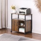 File Cabinet,Office Filing Cabinets with Socket and USB Charging Port,Printer Stand with Storage for A4, Letter Size,Metal Si