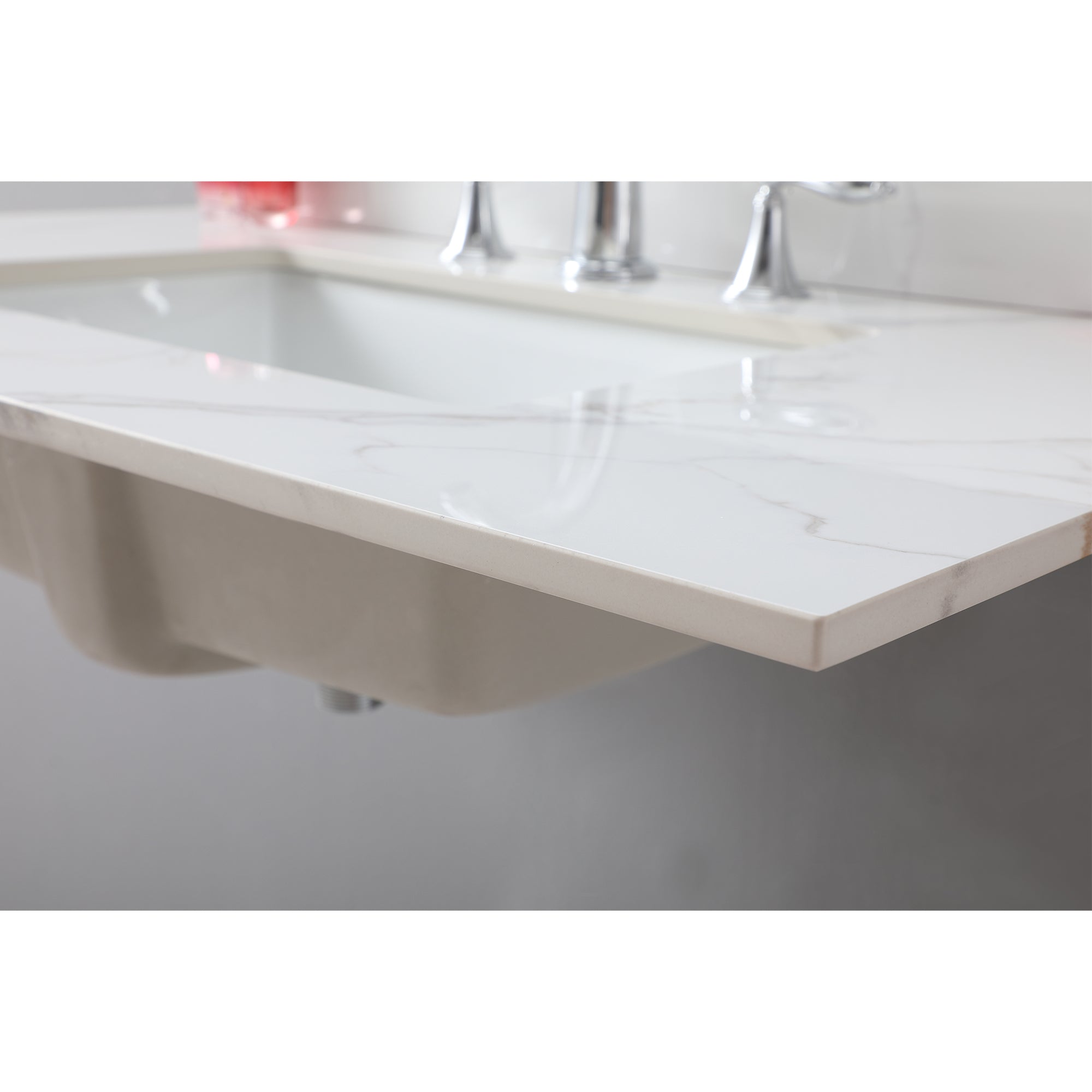 Montary 37inch bathroom vanity top stone carrara gold new style tops with rectangle undermount ceramic sink and 3 faucet hole for bathroom cabinet - Grand Goldman Shop