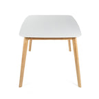 Dining Table with Splayed Rubberwood Legs & Faux Wood Tabletop, Mid-Century Modern - Grand Goldman Shop