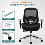 Big and Tall Office Chair with Wide Thick Seat Cushion for Heavy People Ergonomic Computer Mesh Desk Chairs with 4D Armrests,