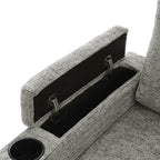 Versatile Light Grey Chenille Sectional Sofa Bed with Storage, Cup Holders & Charging Ports, 109.9' - Grand Goldman Shop
