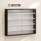 Black Wall-Mounted Display Case with Large Capacity,Clear Door for a Stunning Collectible Showcase - Grand Goldman Shop