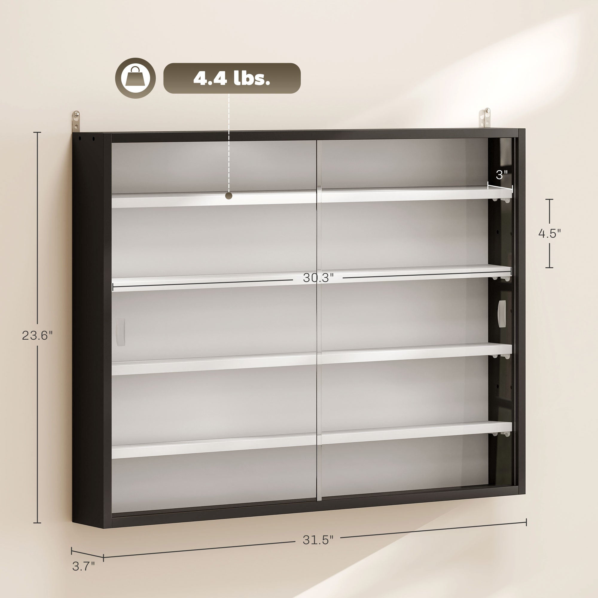 Black Wall-Mounted Display Case with Large Capacity,Clear Door for a Stunning Collectible Showcase - Grand Goldman Shop