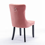Nikki Collection Modern, High-end Tufted Solid Wood Contemporary Velvet Upholstered Dining Chair with Wood Legs Nailhead Trim 2-Pcs Set,Pink, SW2001PK - Grand Goldman Shop