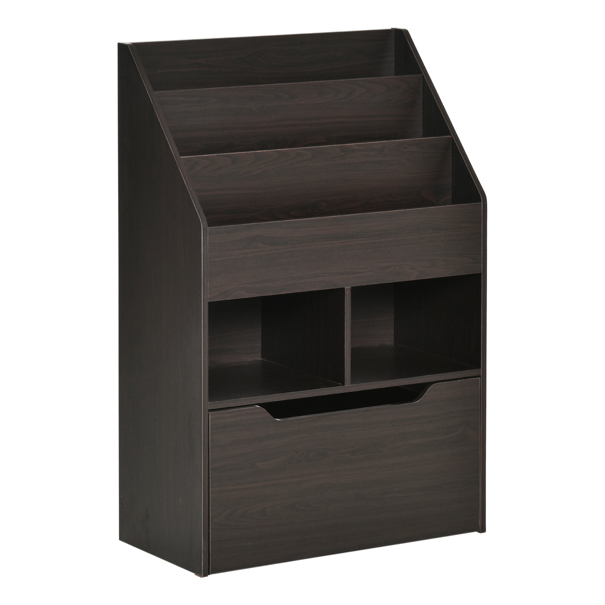 HOMCOM Kids Bookcase Multi-Shelf Rack Organizer with Storage Drawer for Books, Playroom, Brown - Grand Goldman