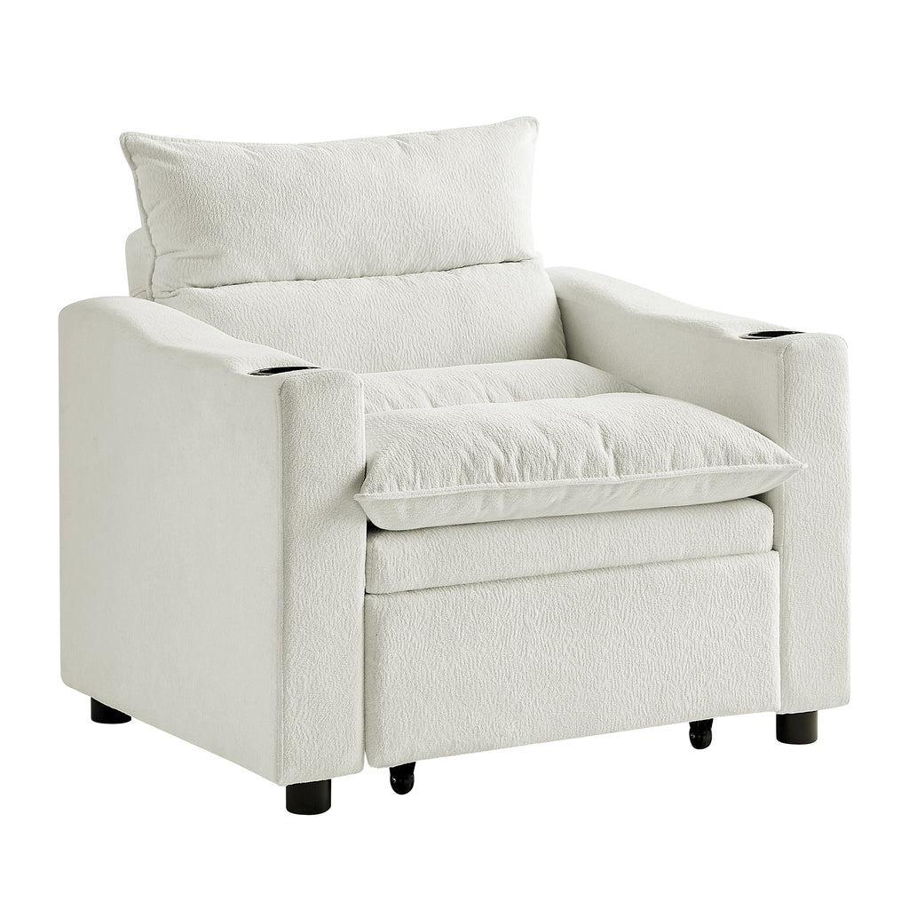 Sleeper Sofa Chair Bed, Convertible Sofa Chair 3-in-1, Adjustable Sleeper Chair Pullout Sofa Bed with Modern Velvet Fabric for Living Room Apartment Small Space, Beige - Grand Goldman Shop