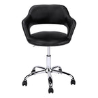 Office Chair, Adjustable Height, Swivel, Ergonomic, Armrests, Computer Desk, Work, Black Leather Look, Chrome Metal, Contempo