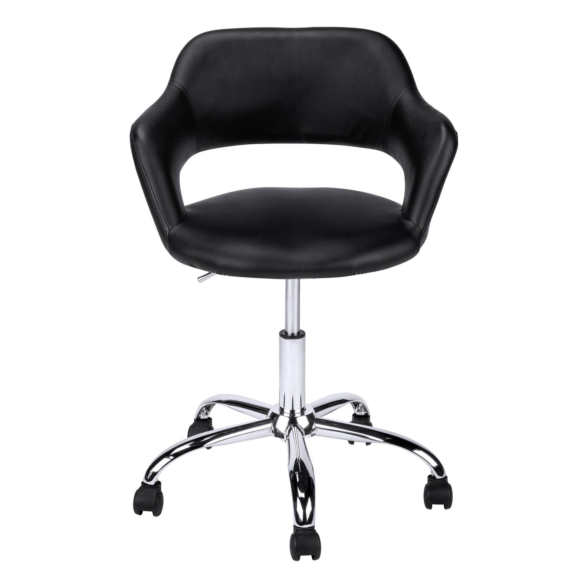 Office Chair, Adjustable Height, Swivel, Ergonomic, Armrests, Computer Desk, Work, Black Leather Look, Chrome Metal, Contempo