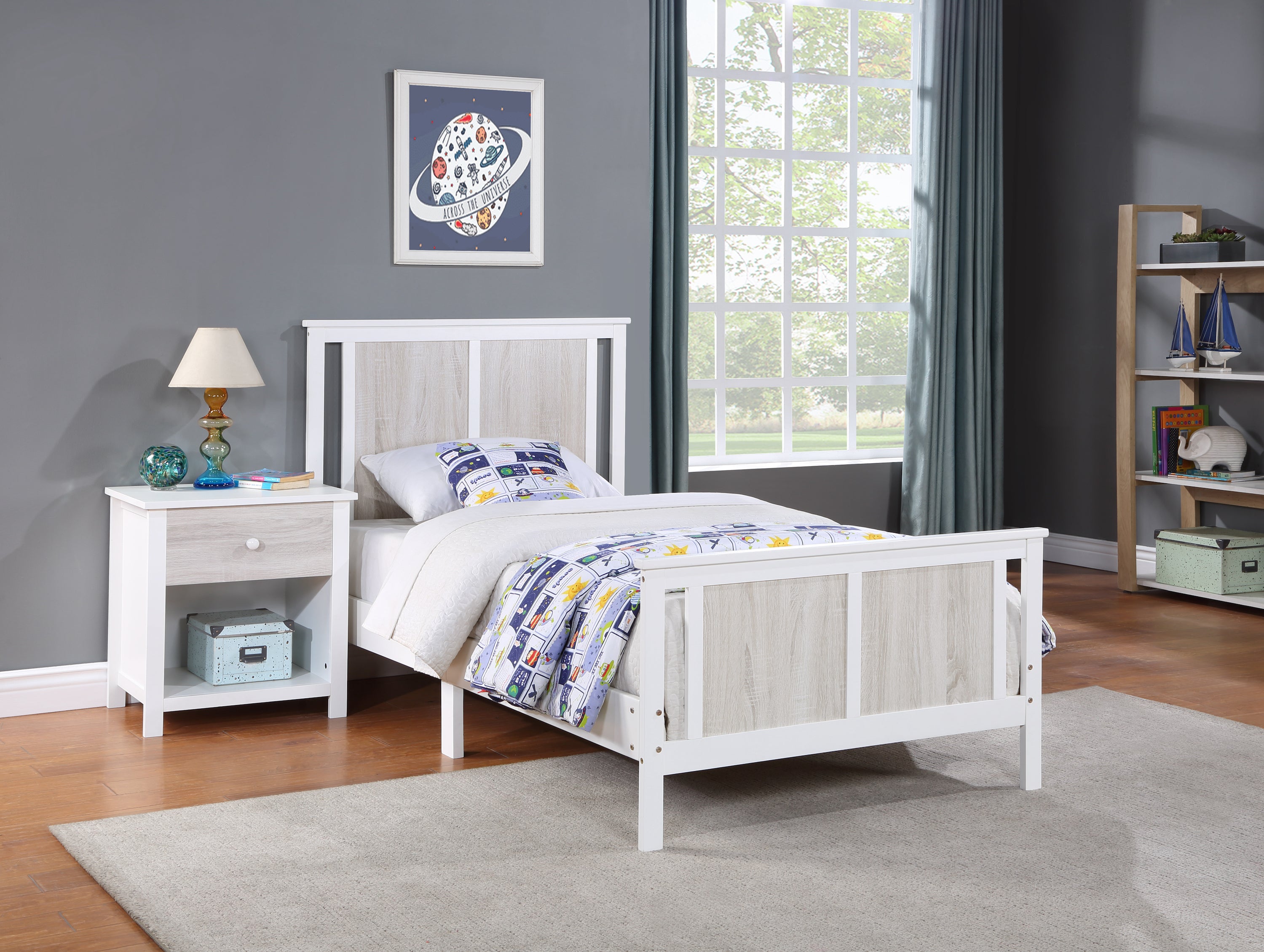 Connelly Twin Bed White/Rockport Gray - Grand Goldman