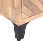 Solid Wood Vintage Nightstand with Handcrafted Detailing in Natural Finish - Grand Goldman Shop